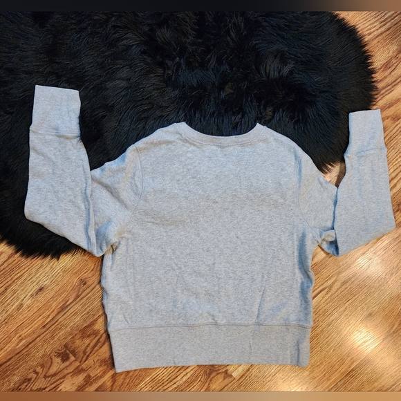 Gap Gray Cropped Crewneck Ribbed Knit Sweatshirt Women's Size XL - Picture 3 of 10